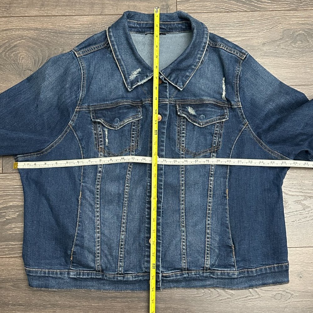 Distressed, Cropped Jean Jacket - image 2